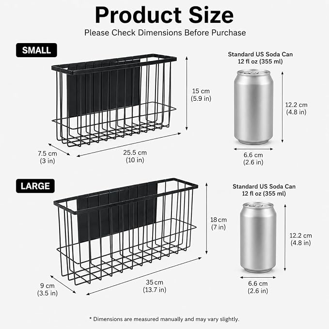 2 Pack Magnetic Aluminum Foil and Plastic Wrap Organizer,Wall Mounted Cabinet Door Organizer,Kitchen Pantry Organizers and Storage,Wrapping Paper Shelf for Sandwich, Freezer, Ziplock Bag, Black