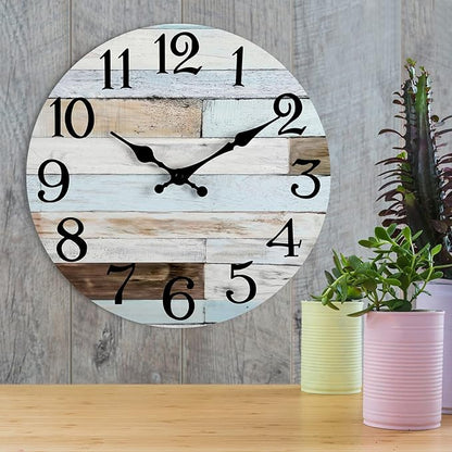 KECYET Wall Clock Battery Operated 16 Inch Silent Non-Ticking Coastal Country Style Decorative for Living Room, Kitchen, Home,Bathroom, Bedroom, Laundry Room
