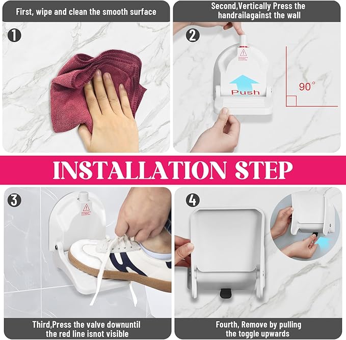 Foot Rest for Shower to Shave Legs, Foldable Shaving Step for Inside Shower, Suction Cup Shower Foot Rest