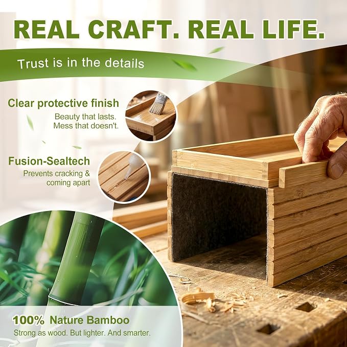 Sofa Arm Tray, Foldable Bamboo Couch Armrest Table with Large 12.5" x 5.8" Storage Compartment, Portable Chair Couch Caddy Arm Tray for Cup TV Snacks Phone
