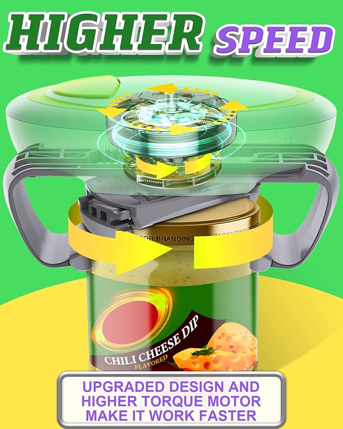 Electric Jar Opener for Seniors with Arthritis, One Touch Automatic jar Opener for Weak Hands, HandsFree Battery Operated Bottle Opener for Tight & Vacuum Sealed Jars, Kitchen Gadget for Elderly