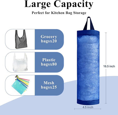TOGETRUE Plastic Bag Holder, Mesh Grocery Bag Holder Hanging Storage Bag Dispenser (Navy Blue 2 Packs)