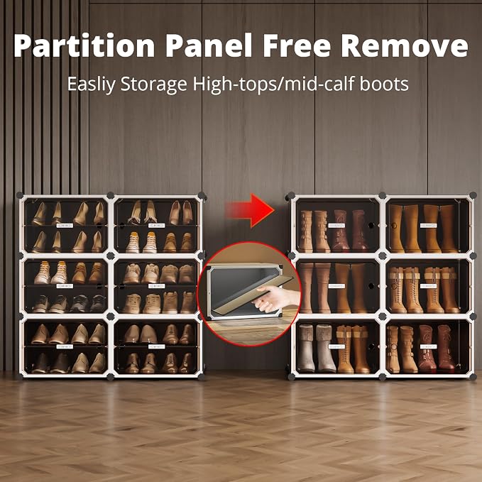 MAGINELS Shoe Rack,Expandable Shoe Cabinet Easy to Assemble. Shoe Storage with Door,Entryway, Closets, Hallway, and Bedroom.Accommodates Up to 24 Pairs of Shoes