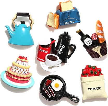 Cute Food Fridge Magnets for Fridge Cute Magnet Refrigerator Stickers for Kitchen Magnet Decorative Fun Strong Resin Magnets Home Decor Office 7PACK