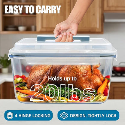 Large Glass Storage Containers with Lids 201oz Extra Large Big Airtight Glass Food Storage Containers for Rotisserie Chicken Watermelon Leftovers Marinade Turkey, BPA Free, Dishwasher Safe