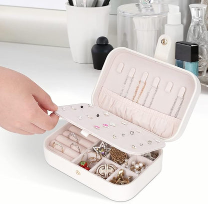 Travel Jewelry Box, Jewelry Organizer for Girls Gift Small Jewelry Storage Box for Necklace Ring and Earrings Girls Jewelry Box/WHITE