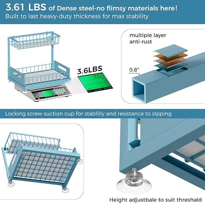 Under Sink Organizer Storage 2-Tier Premium Metal Pull-Out Kitchen Cabinet Organizer with Sliding Drawer, Height Adjustable, Heavy Duty for Kitchen & Bathroom Organizers 2 Pack Teal