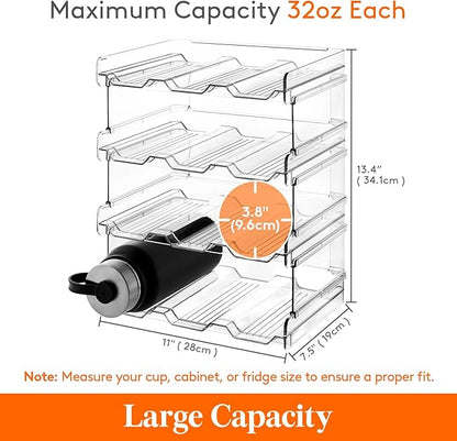 Lifewit 4 Tier Stackable Water Bottle Organizer for Cabinet, Plastic Bottle Holder Fits 12 Bottles/Tumblers up to 3.8" Diameter for Pantry/Countertop/Cupboard, 28 x 19 x 34 cm/11 × 7.5 × 13.4"