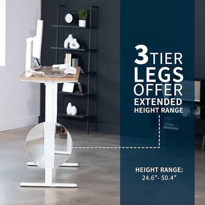 VIVO Electric 60 x 24 in Dual Motor Sit Stand Desk, Memory Height Adjustment, 2B Series, Reclaimed Wood Top White Frame, DESK-KIT-2W6P