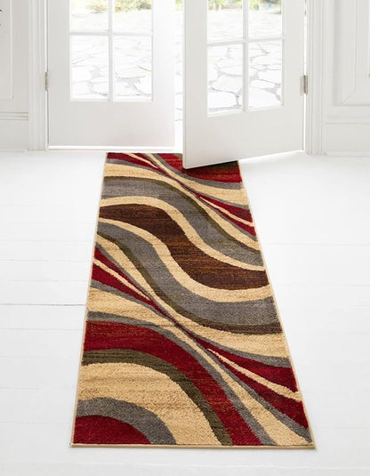 Unique Loom Barista Collection Area Rug - Ngada (2' 2" x 10' Runner, Beige/Red)