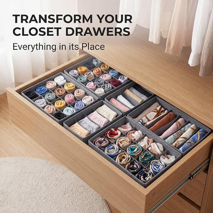 SUREMAX Underwear Organizer, 10 Set Foldable Fabric Underwear Drawer Organizer and Sock Organizer, Drawer Organizers for Clothing, Storage Bins for Underwear, Sock, Bra and Tie