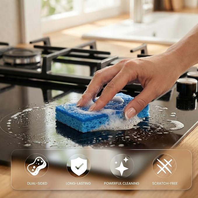 Metflavor Kitchen Sponges, 48 Count, Non-Scratch Scrub Sponge, Dual Sided Cleaning Sponges for Dishes, Kitchen, Bathroom