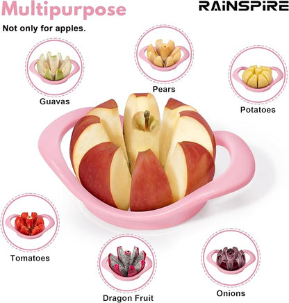 Rainspire Apple Cutter 8 Slices, 8 Blade Apple Slicer and Corer, Apple Corer Tool with Stainless Steel Blades, Super Sharp Fruit Cutter Fruit Slicer, Pink