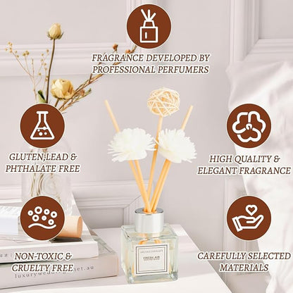 2PCS Reed Diffuser Set, 1.7 fl oz Scent Diffuser with Sticks, Freesia Scent for Bathroom Accessories Shelf Decor, Air Fresheners for Home, Home Fragrance, House Office Room Decor Aesthetic Gift