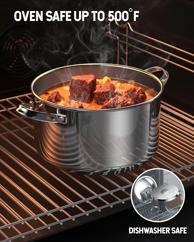 Cooks Standard Classic 6 Quart Stock Pot with Lid, Stainless Steel Dutch Oven