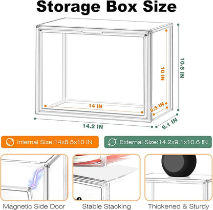 Purse Organizer for Closet 14.1''x 8.6''x10.9 '', 1 Pack Clear Acrylic Display Case for Handbag X-Large Handbag Storage Box with Magnetic Door, Clear Storage Bins for Collectibles, Figurines, Cosmetic