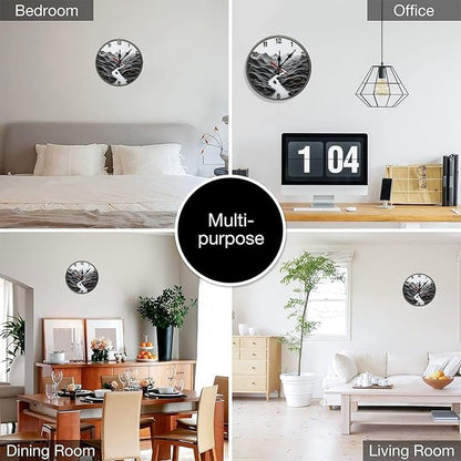 Wall Clock， Serene Landscape Non Ticking Wall Clocks Battery Operated， Grey Wooden Wall Clocks for Kitchen， Living Room， Bedroom， Office， Bathroom Decorative 25 * 25cm