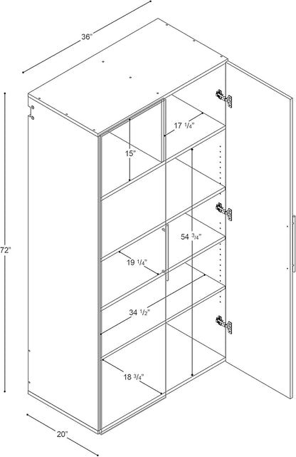 Prepac HangUps Large Storage Cabinet - Immaculate Black 36" Cabinet with Storage Shelves and Doors; Ideal for Bin and General Storage Solutions
