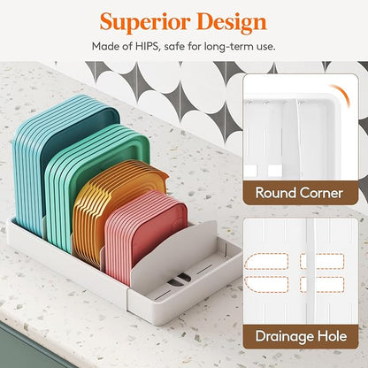 Lifewit Kitchen Cabinet Organizer for Food Contanier Lid, Expandable Lid Holder with 8 Adjustable Dividers & 9 Sections for Pantry Organizers and Storage, Home Organization, Extra Large, 13"-24"