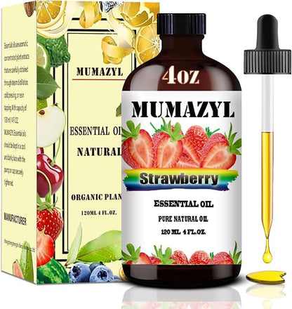 Strawberry Essential Oil, Strawberry Oil 4 Fl Oz 120ML for Diffuser Humidifier Yoga Cleaning DIY Candle Soap Making MUMAZYL Essential Oils