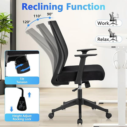 CLATINA Home Office Chair Ergonomic Desk Chair Mesh Computer Chairs with Armrests Executive Rolling Wheels Swivel Heavy Duty Chairs Office, Home 1 Pack