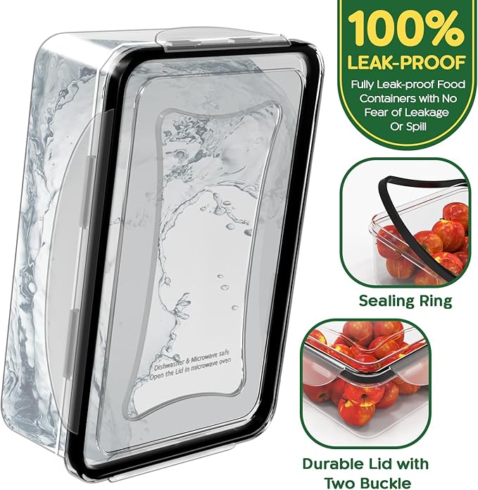 RockBerry 50 Pcs Large Food Storage Containers with Lids Airtight-85 OZ to Small Containers-Total 526 Oz BPA Free Plastic Stackable Containers For Pantry kitchen Organization, Microwave Safe
