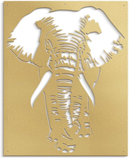 SIGNLEADER Metal Wall Art Decor Elephant Minimalist Modern Abstract Wall Sculpture Hangings Home Decoration for Living Room, Bedroom, Bathroom, Kitchen, Outdoor - 36" Gold