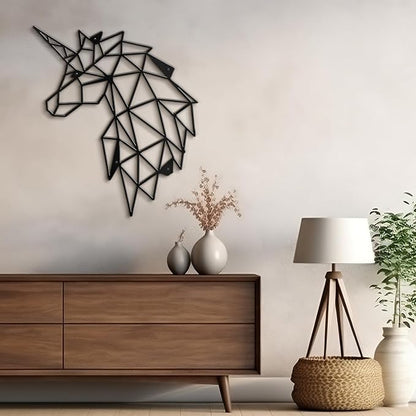 SIGNLEADER Metal Wall Art Decor Sad Unicorn Modern Abstract Wall Sculpture Hangings Home Decoration for Living Room, Bedroom, Bathroom, Kitchen, Outdoor - 36" Black