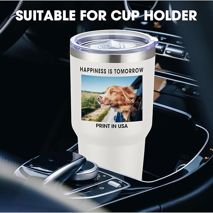 Personalized Coffee Tumbler Print in USA 30oz Stainless Steel Double Wall Insulated Coffee Cup With Text Photo Logo