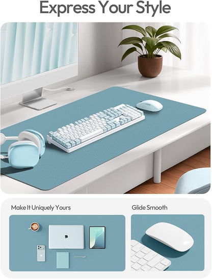 YSAGi Leather Desk Protector, Office Mat, Large Mouse Mat, Non-Slip PU Leather Blotter, Laptop Desk Mat, Waterproof Writing Pad for Office and Home(Aquamarine, 42" x 17.2")