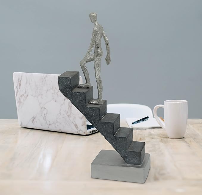 Vaudagio Modern Desk Decor 'Top of The Rock' - Abstract Sculpture 11" as Motivation - Modern Home Decor Figure Made of Marble Resin - Aesthetic Statue for Living Room & Office décor as a Gift