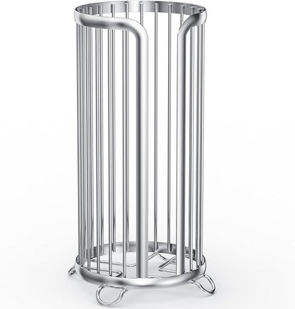 Bunoxea Toilet Paper Holder Stand, Freestanding Toilet Tissue Organizer, Minimalistic Storage Solution, Reserve Mega Rolls,Modern -2PACK Silver