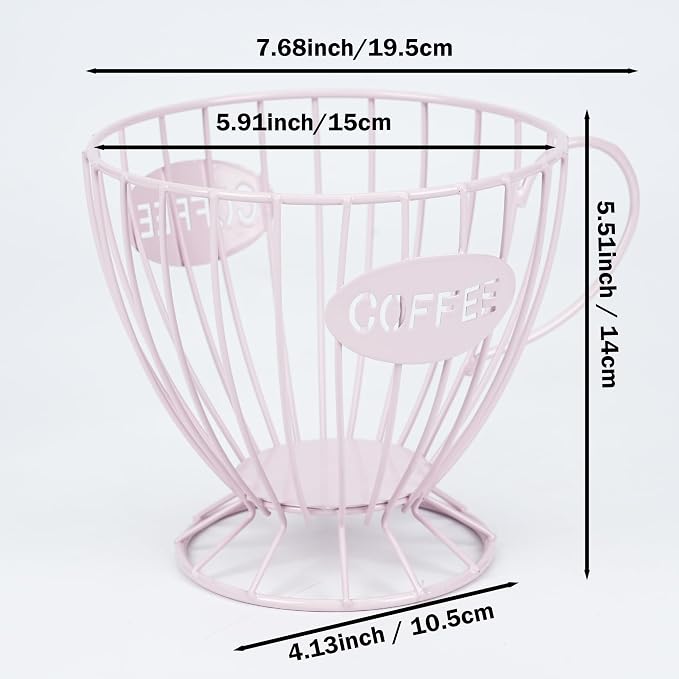 H&W 2PCS Coffee Pod Holder & Capsule Basket, Metal Coffee Bar Organizer for Kitchen Dinning Room Office Home Cafe Hotel (Pink)