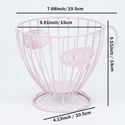 H&W 2PCS Coffee Pod Holder & Capsule Basket, Metal Coffee Bar Organizer for Kitchen Dinning Room Office Home Cafe Hotel (Pink)