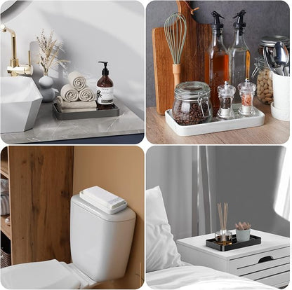 Gurygo 10" Vanity Tray for Bathroom - Hand Towel Tray Organizer for Paper Napkins - Bathroom Vanity Counter Organization - Ceramic Soap Dispenser Tray for Kitchen Counter (Marble White, Set/1)…