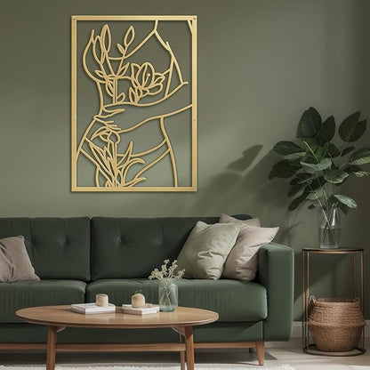 SIGNLEADER Metal Wall Art Decor Women Body Line Modern Abstract Wall Sculpture Hangings Home Decoration for Living Room, Bedroom, Bathroom, Kitchen, Outdoor - 30" Gold