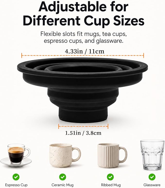 4-Pack Mug Organizer for Kitchen Cabinet, Stackable Coffee Mug Storage – Adjustable Cup Organizer for Tea Cups, Coffee Mugs, Glassware – Space-Saving Under Cabinet & Pantry Storage Solution