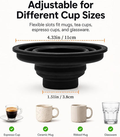4-Pack Mug Organizer for Kitchen Cabinet, Stackable Coffee Mug Storage – Adjustable Cup Organizer for Tea Cups, Coffee Mugs, Glassware – Space-Saving Under Cabinet & Pantry Storage Solution