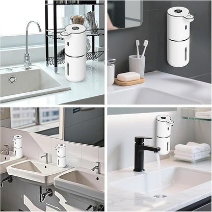 OHIFAST Automatic Liquid Soap Dispenser Touchless, USB Rechargeable Smart Hand Soap Dispenser, 6-Level Adjustable, 12.8oz/380mL Wall Mounted for Bathroom Kitchen Accessories Dish Soap-White
