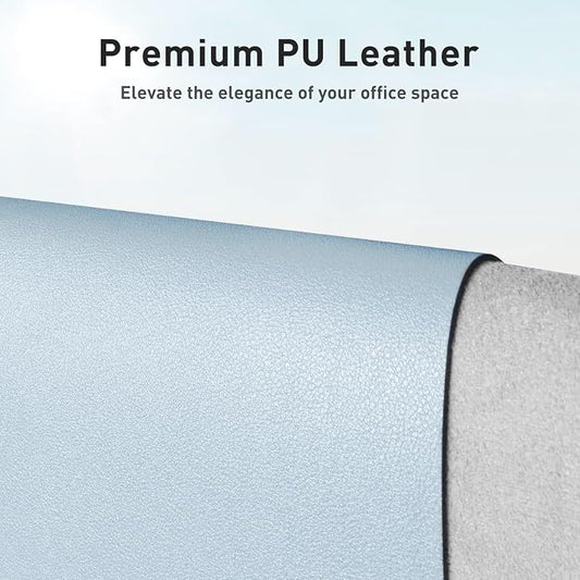 Aothia Faux Leather Desk Mat – Large Mouse Pad, Non-Slip PU Leather Blotter, Waterproof Writing Surface for Office and Home (Baby Blue, 47.2" x 23.6")
