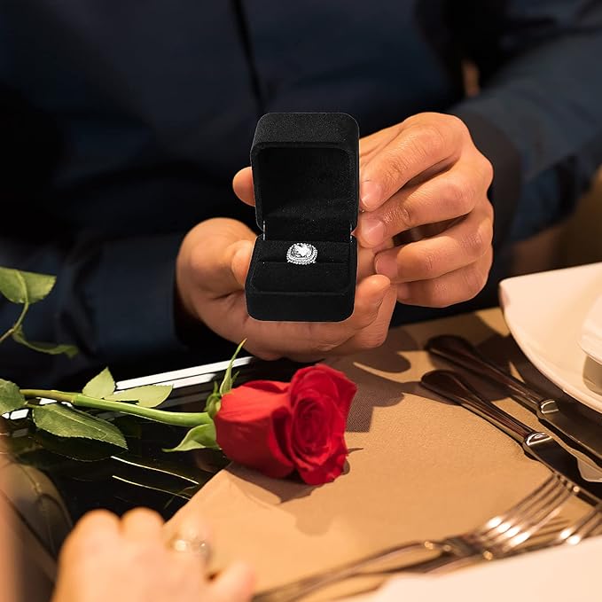 BBTO 36 Pieces Velvet Ring Box Bulk for Wedding Ceremony Engagement Ring Box Gift Wedding for Proposal Jewelry Display Case for Birthday Anniversary(Black)
