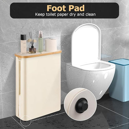 Extra Large Toilet Paper Storage Basket with Lid 49L Slim Toilet Paper Basket Holder Bin Container Organizer for Bathroom Hold up to 20 Regular Rolls or 15 Mega Rolls