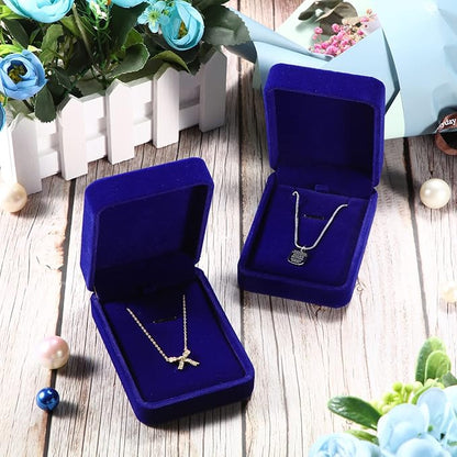 24 Pcs Necklace Pendant Box Velvet Jewelry Storage Display Case Ring Earring Pendant Jewelry Boxes Pearl Necklace Holder Gift Boxes for Christmas Wedding Engagement Birthday Anniversary(Royal Blue)