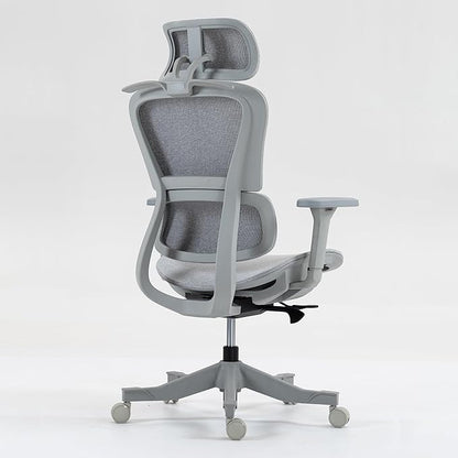 Ergonomic Office Chair with Independent Lumbar Support, Adjustable Height & 360° Swivel for Home Office Workstation (Grey)