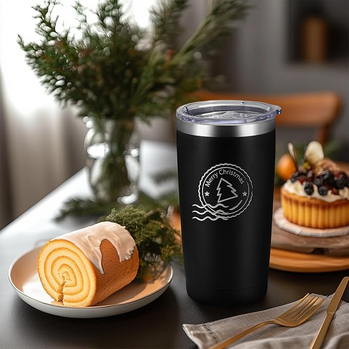 YOUKE OLA 20 Pack Stainless Steel Tumbler Bulk Insulated Vacuum Travel Mug with Straws Powder Coated Coffee Mug Gift for Laser Engrave, 20oz Black