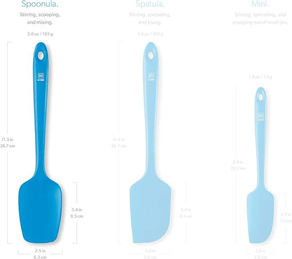 DI ORO Silicone Spoon Spatula - Forever Warranty - 600°F Heat-Resistant Large Silicone Spoonula Scraper - BPA Free Nonstick Cookware Safe Rubber Kitchen Utensil for Baking, Cooking, & Mixing (Blue)
