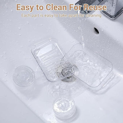 LUXEAR Suction Cup Shower Caddy Clear - Shower Caddy+Soap Dish+Toothbrush Holder - 1 Second Installation NO-Drilling Removable Powerful Waterproof Shower Organizer for inside Shower Bathroom