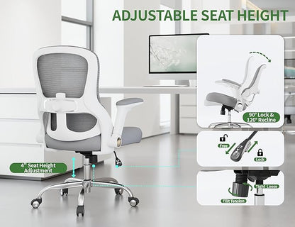 Ergonomic Office Chair: 400LBS Office Computer Desk Chair with High Back Mesh and Adjustable Lumbar Support Rolling Work Swivel Task Chairs with Wheel 3D Armrests, Ergo Gaming Chair (Grey)