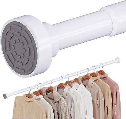 No Drilling Closet Rods for Hanging Clothes, Non Slip Tension Rod with Heavy Duty Clothes Hanging Rod, 17-99 Inches Adjustable Spring Closet Rod for Closet Wardrobe Bathroom Laundry RV, White