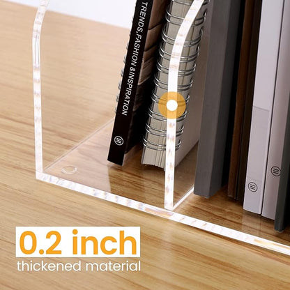 Desk File Organizer, Acrylic Magazine File Holder with 3 Vertical Compartments Rack File Sorter for Office Home Classroom Desk Organization, Clear…